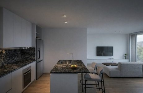 Cocina con isla, tipo I y J