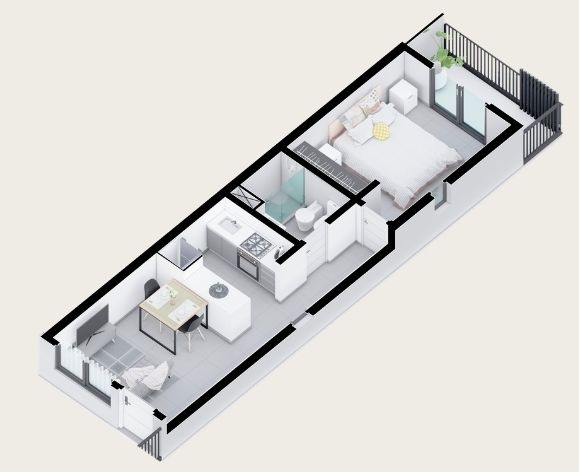 Planta del departamento de un dormitorio
